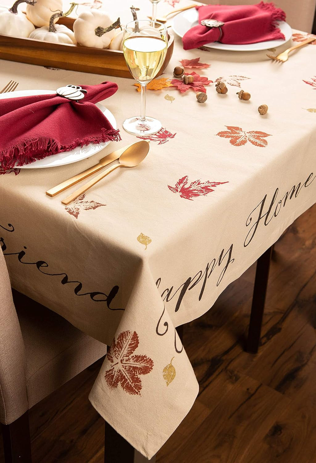 Rustic Autumn Leaves Kitchen Collection Thanksgiving & Fall Table Décor, Tablecloth, 60X104