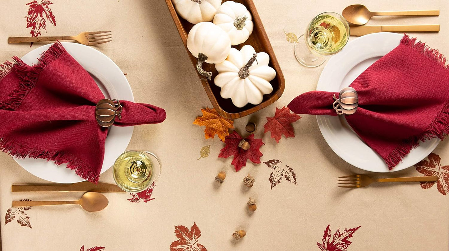 Rustic Autumn Leaves Kitchen Collection Thanksgiving & Fall Table Décor, Tablecloth, 60X104
