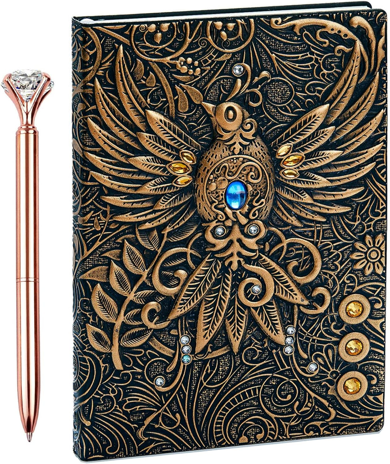3D Elephant Vintage Leather Journal Writing Notebook with Pen Set,Antique Handmade Leather Daily Notepad Sketchbook,Travel Diary&Notebooks to Write In,Elephant Journal Gift for Men Women
