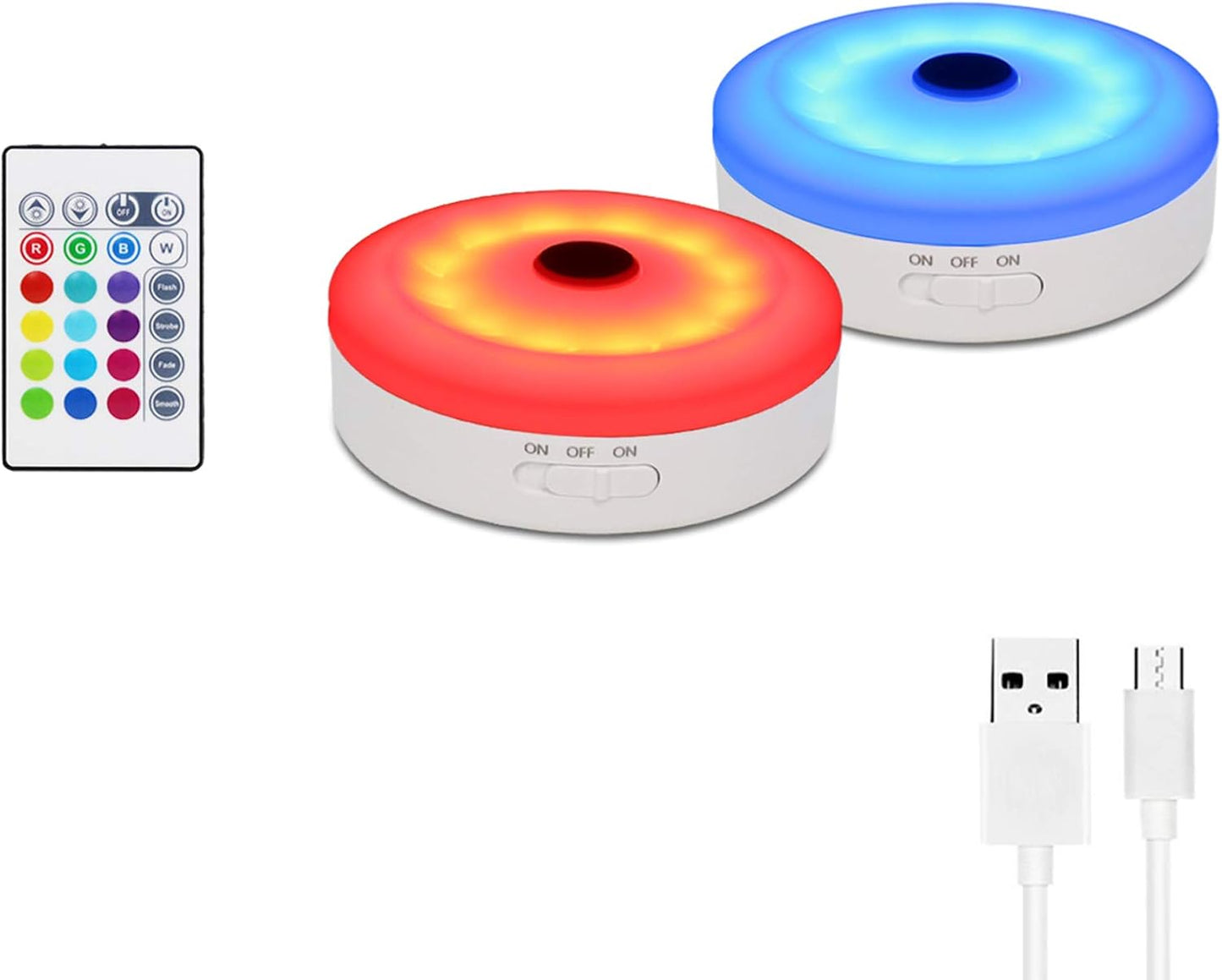 Puck Lights with Remote,Under Cabinet Led Lighting,Rgb Wireless Rechargeable Light for Closet,Display Case,3 Pack