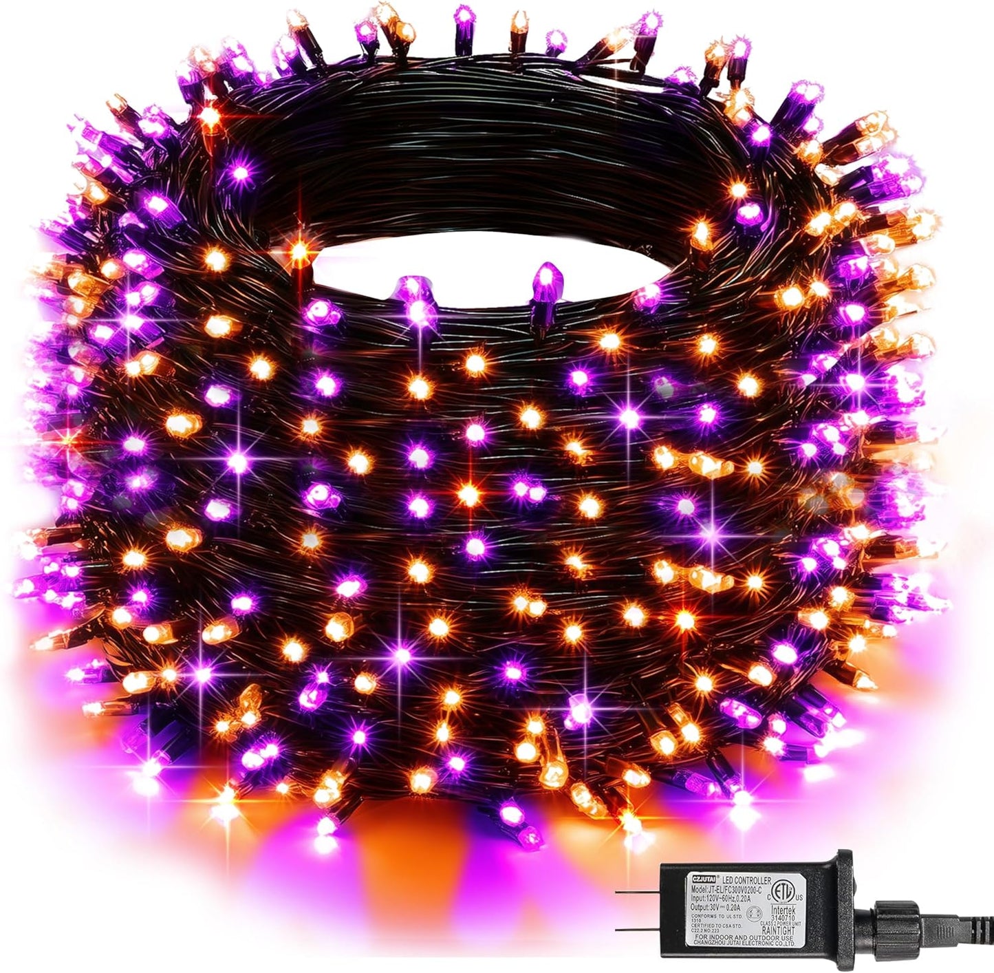 Halloween 300 LED String Lights, 100FT Connectable String Lights with 8 Lighting Modes, Halloween Decorations for Party Carnival Supplies, Indoor Outdoor Yard Garden Decor (Purple)