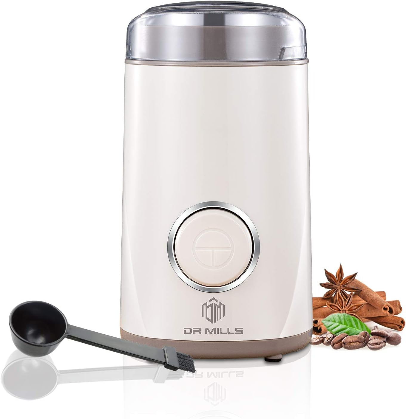 DM-7441 Coffee Grinder Electric, Coffee Bean and Dried Spice Grinder, One Touch Operation, Blade and Cup Made with SUS304 Stainless Steel (Black)
