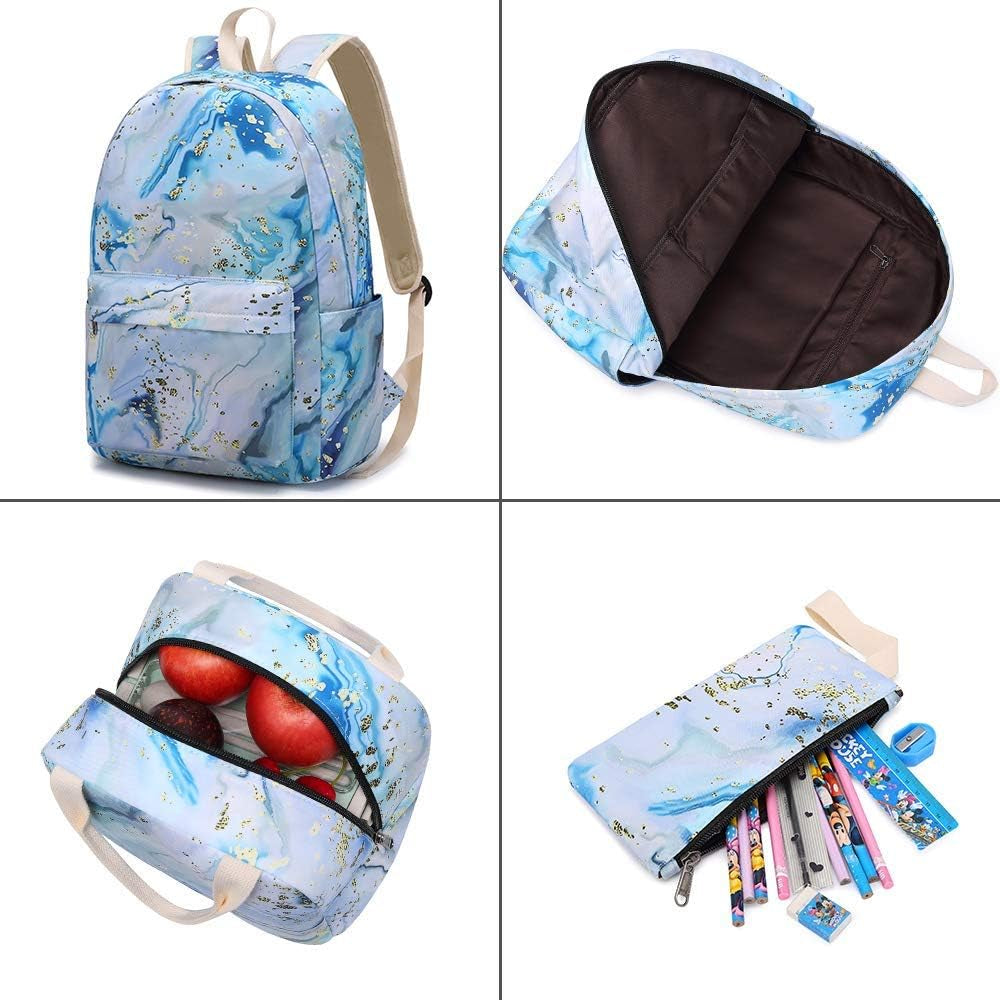 Teen Girls School Backpack Kids Bookbag Set with Lunch Box Pencil Case Travel Laptop Backpack Casual Daypacks