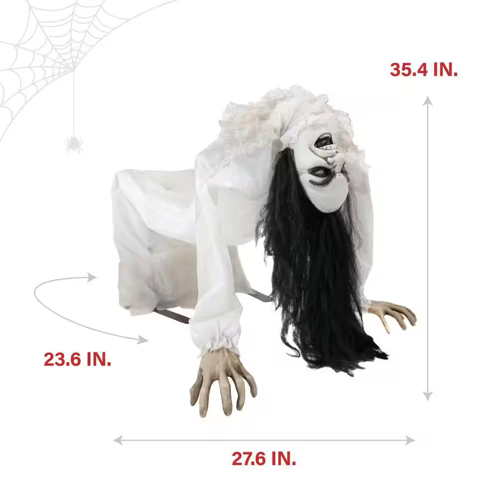35 In. Lifesize Animatronic Possessed Woman with Lights and Sound, Indoor/Covered Outdoor Halloween Decoration