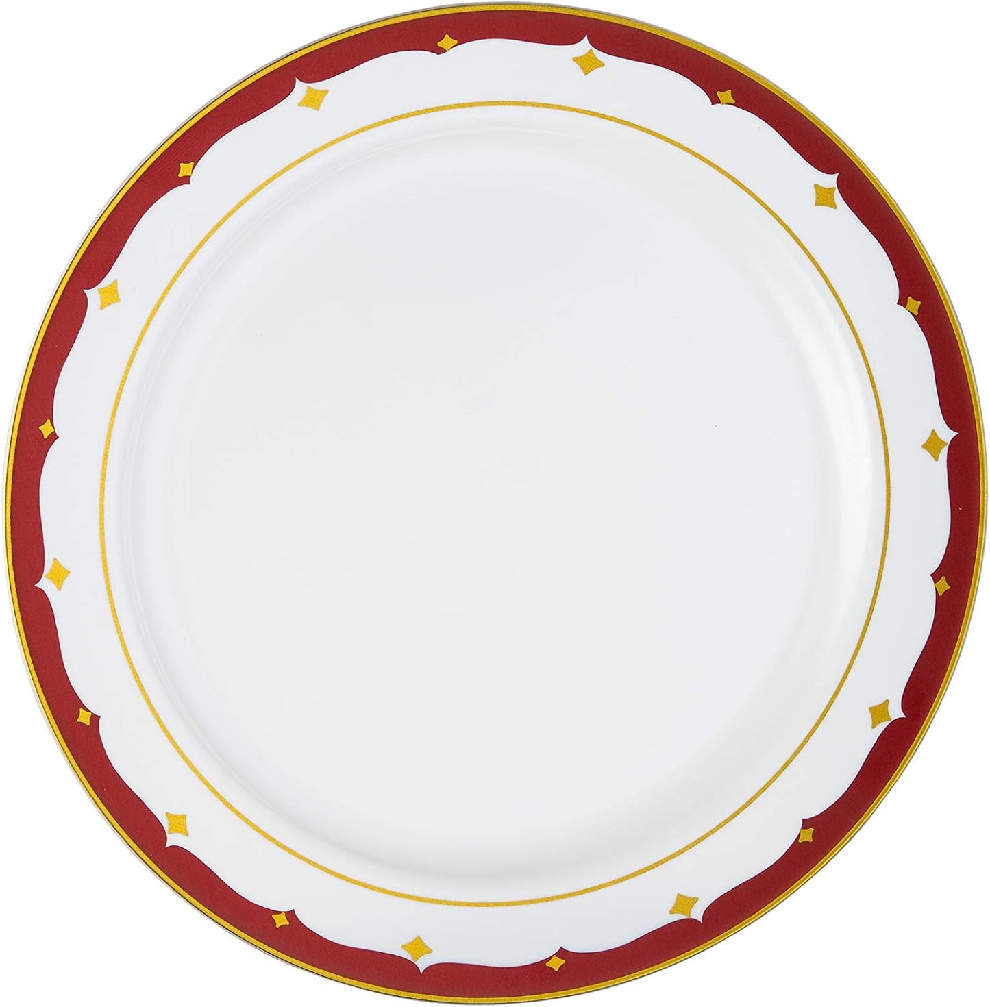 32-Pc Disposable Plastic Thanksgiving Dinnerware Set with Burgundy Rim & Gold Accents by