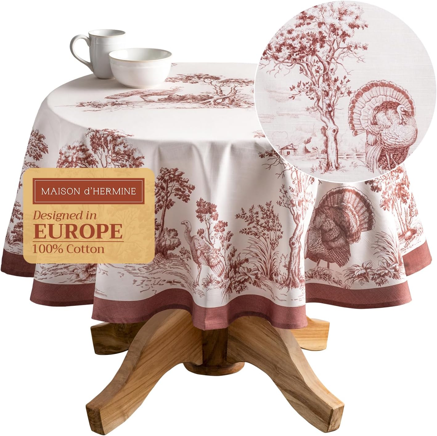 Table Cloth Square Table 100% Cotton 60 X 60 Inches Tablecloth Reusable Decorative Everyday Use for Dining Room, Farmhouse, Home, Party, Festive & Wedding - Amarante