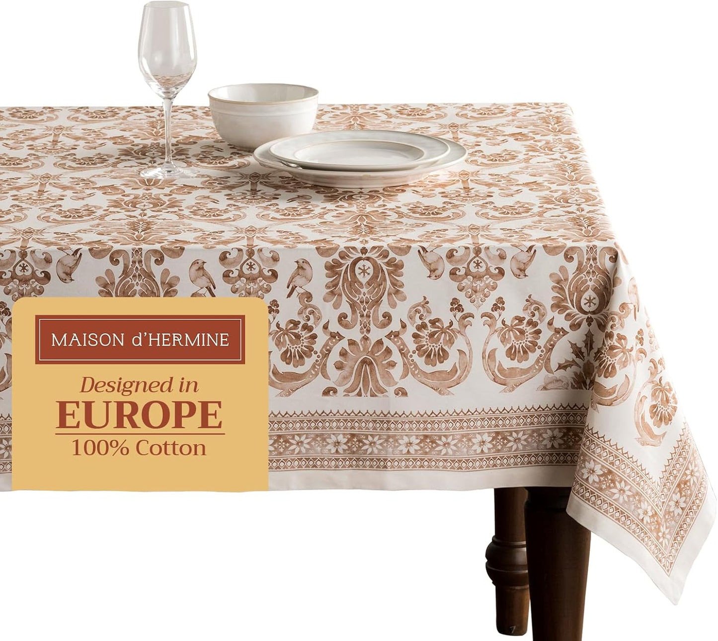 Table Cloth Square Table 100% Cotton 60 X 60 Inches Tablecloth Reusable Decorative Everyday Use for Dining Room, Farmhouse, Home, Party, Festive & Wedding - Amarante