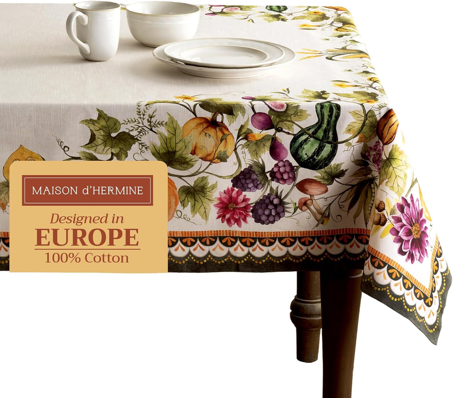 Table Cloth Square Table 100% Cotton 60 X 60 Inches Tablecloth Reusable Decorative Everyday Use for Dining Room, Farmhouse, Home, Party, Festive & Wedding - Amarante