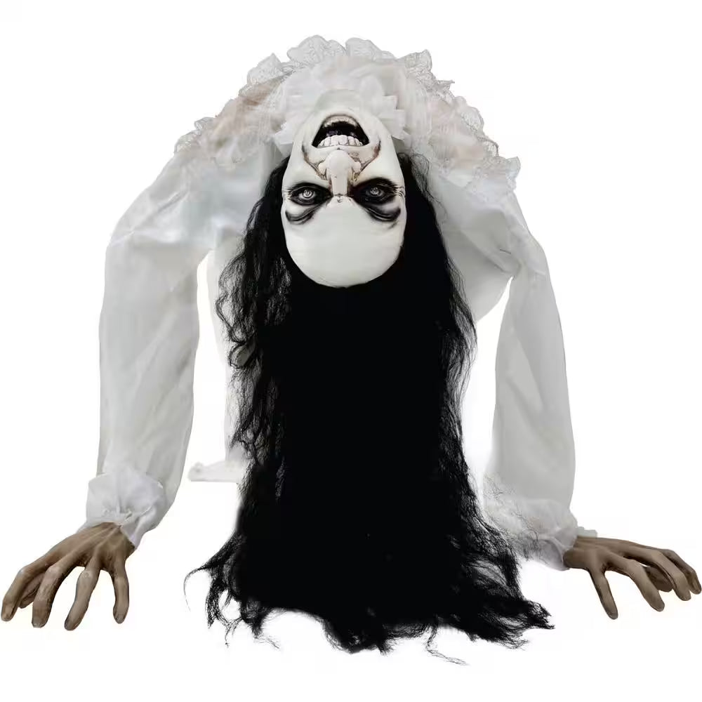 35 In. Lifesize Animatronic Possessed Woman with Lights and Sound, Indoor/Covered Outdoor Halloween Decoration