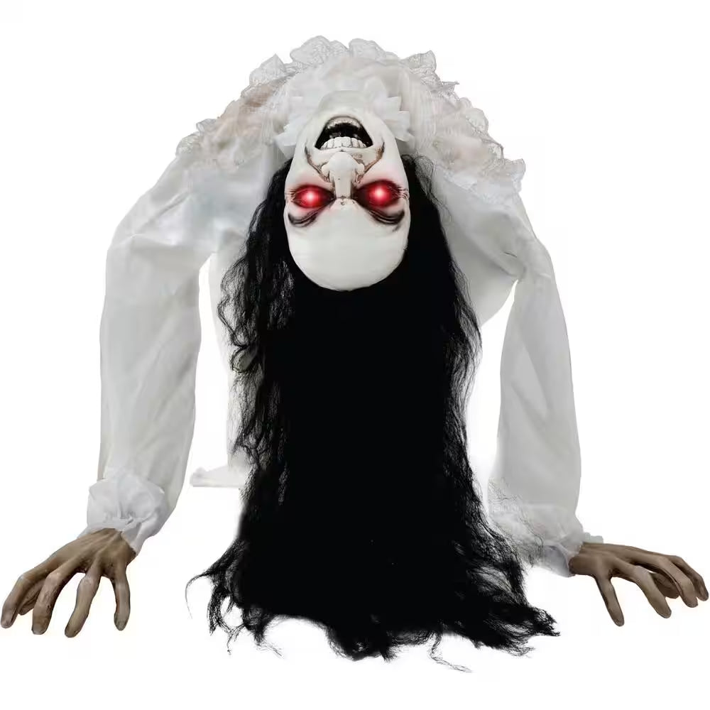 35 In. Lifesize Animatronic Possessed Woman with Lights and Sound, Indoor/Covered Outdoor Halloween Decoration