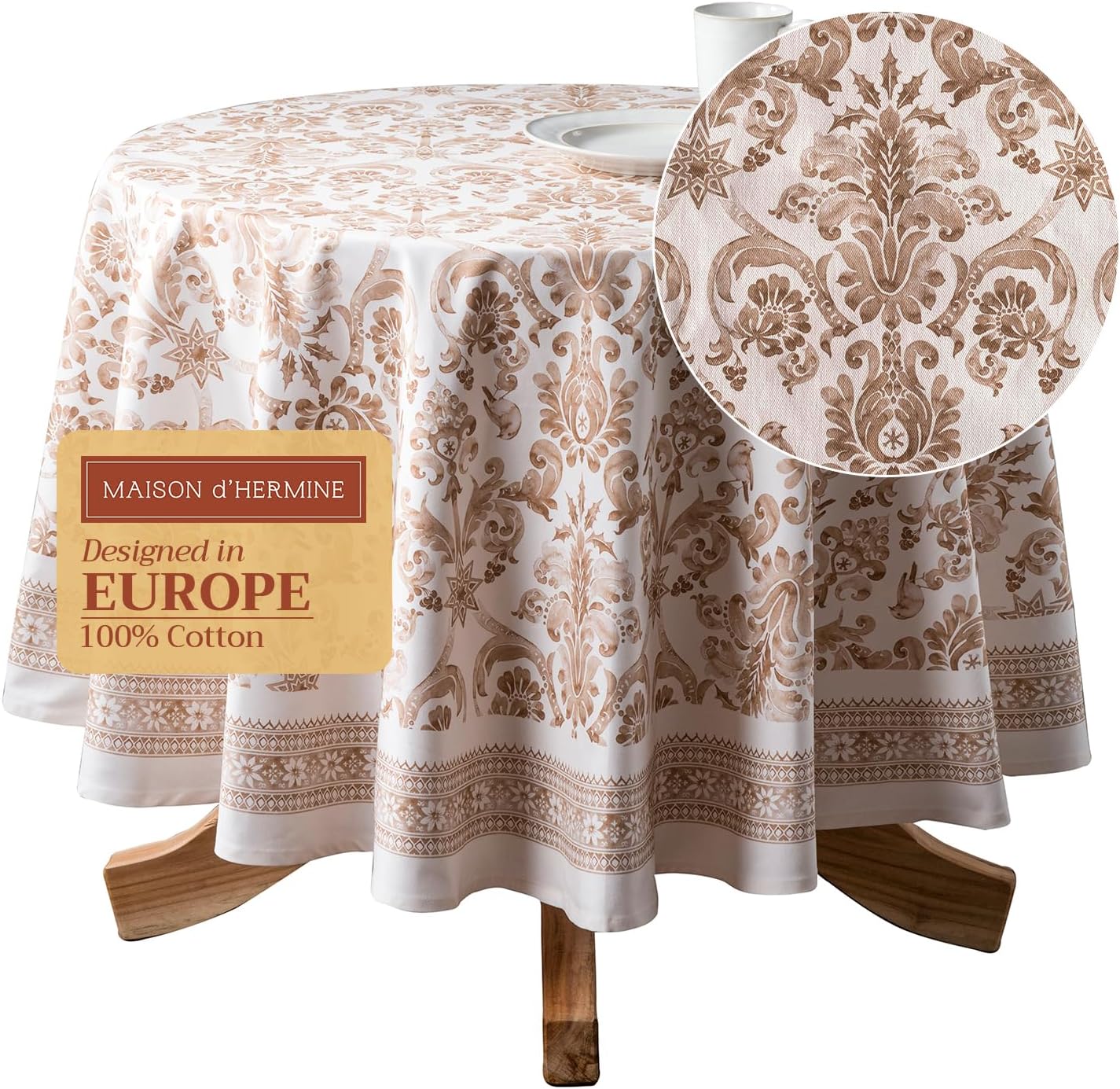 Table Cloth Square Table 100% Cotton 60 X 60 Inches Tablecloth Reusable Decorative Everyday Use for Dining Room, Farmhouse, Home, Party, Festive & Wedding - Amarante