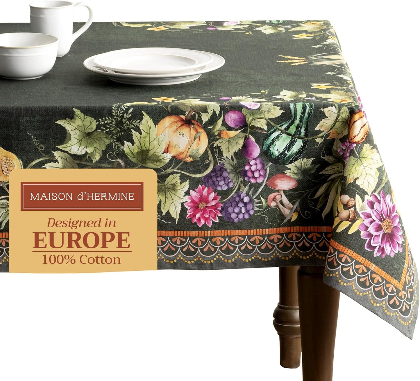 Table Cloth Square Table 100% Cotton 60 X 60 Inches Tablecloth Reusable Decorative Everyday Use for Dining Room, Farmhouse, Home, Party, Festive & Wedding - Amarante