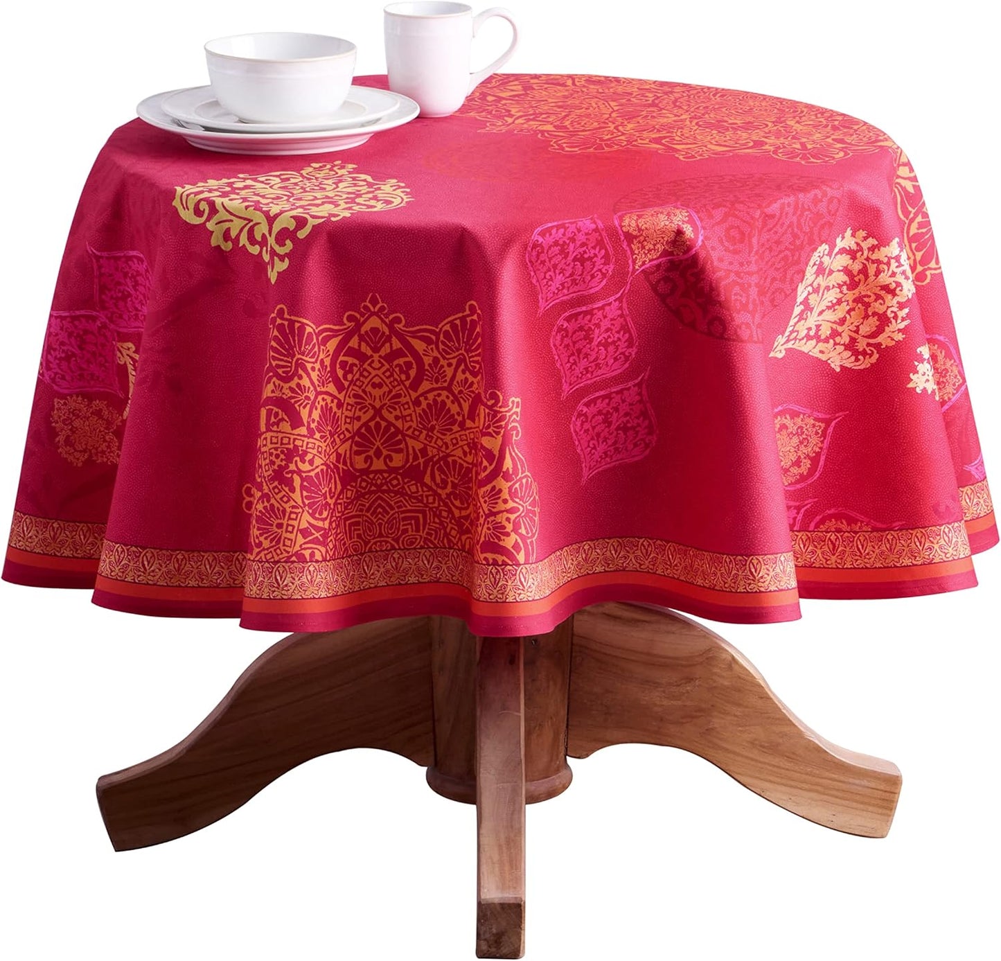 Table Cloth Square Table 100% Cotton 60 X 60 Inches Tablecloth Reusable Decorative Everyday Use for Dining Room, Farmhouse, Home, Party, Festive & Wedding - Amarante