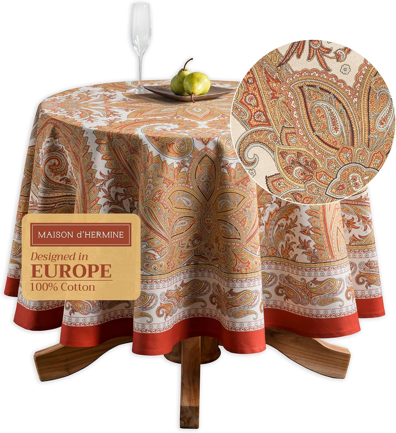 Table Cloth Square Table 100% Cotton 60 X 60 Inches Tablecloth Reusable Decorative Everyday Use for Dining Room, Farmhouse, Home, Party, Festive & Wedding - Amarante