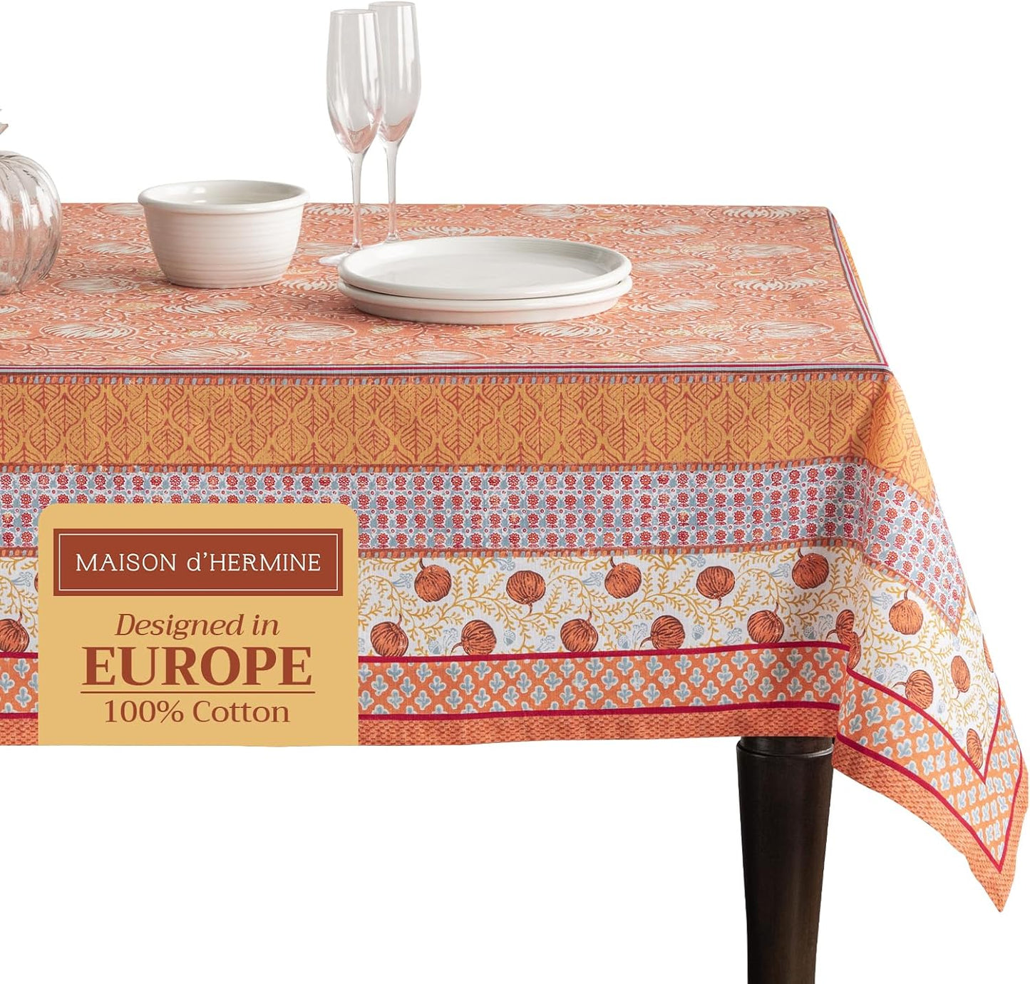 Table Cloth Square Table 100% Cotton 60 X 60 Inches Tablecloth Reusable Decorative Everyday Use for Dining Room, Farmhouse, Home, Party, Festive & Wedding - Amarante
