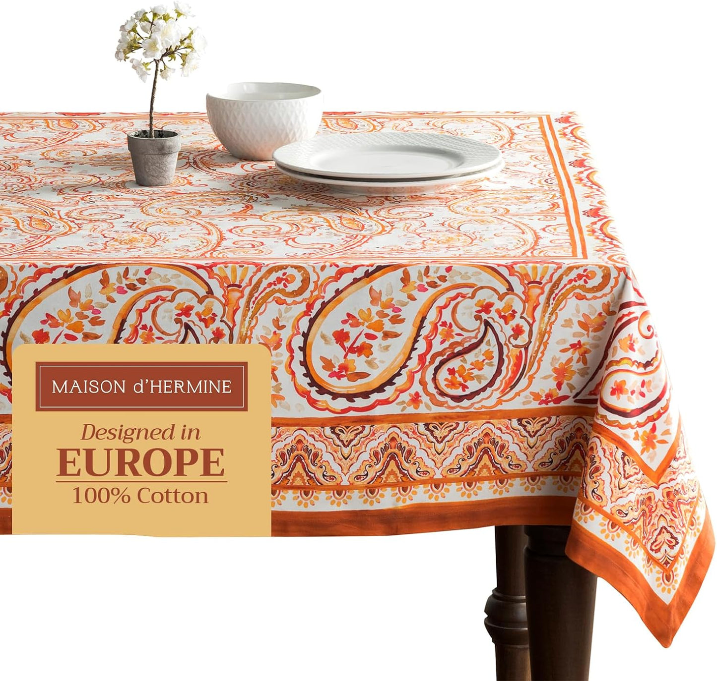 Table Cloth Square Table 100% Cotton 60 X 60 Inches Tablecloth Reusable Decorative Everyday Use for Dining Room, Farmhouse, Home, Party, Festive & Wedding - Amarante