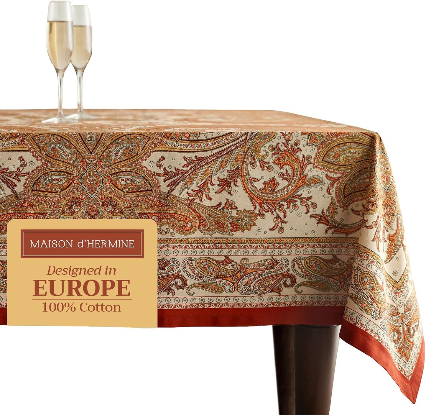Table Cloth Square Table 100% Cotton 60 X 60 Inches Tablecloth Reusable Decorative Everyday Use for Dining Room, Farmhouse, Home, Party, Festive & Wedding - Amarante