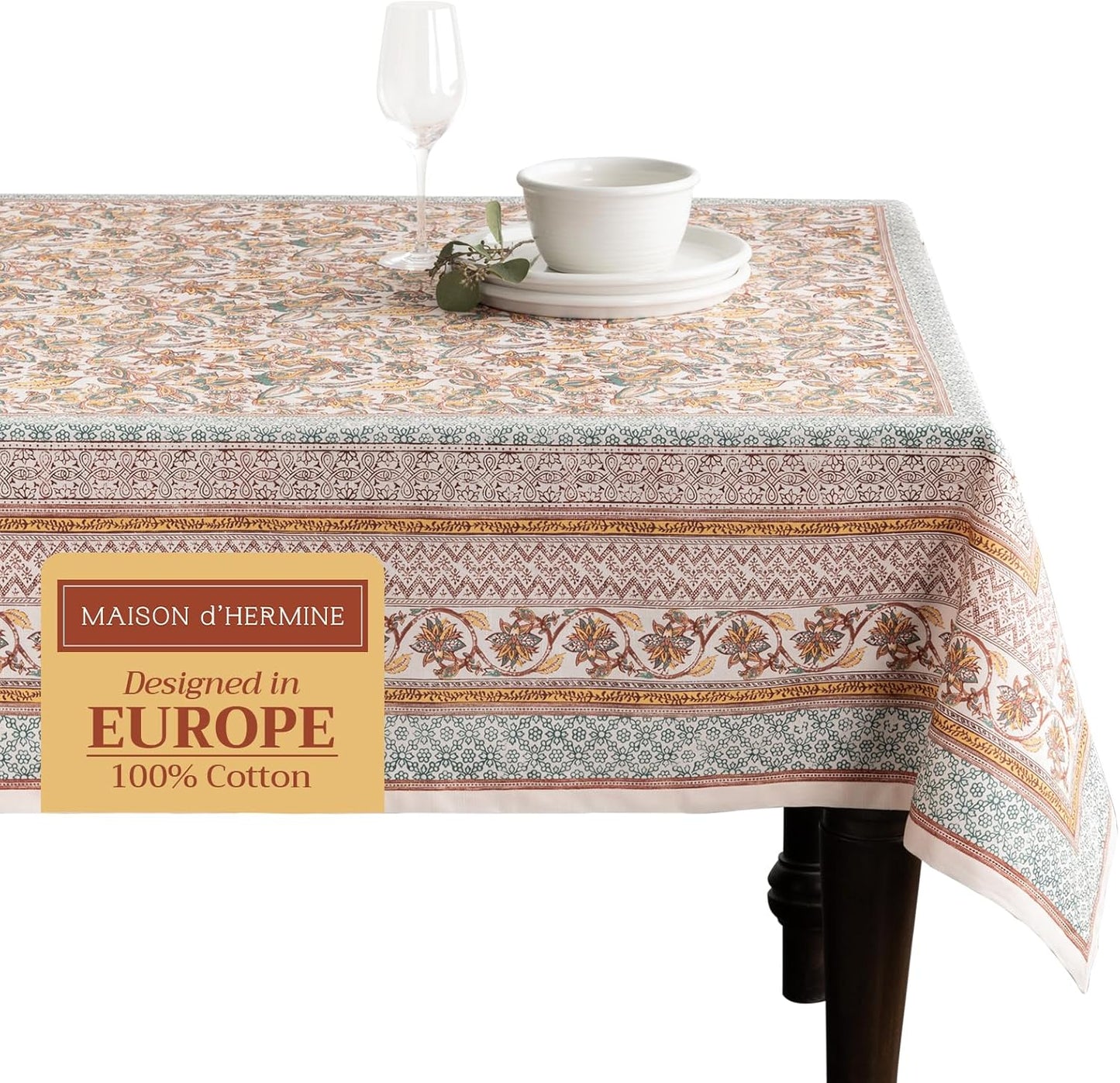 Table Cloth Square Table 100% Cotton 60 X 60 Inches Tablecloth Reusable Decorative Everyday Use for Dining Room, Farmhouse, Home, Party, Festive & Wedding - Amarante