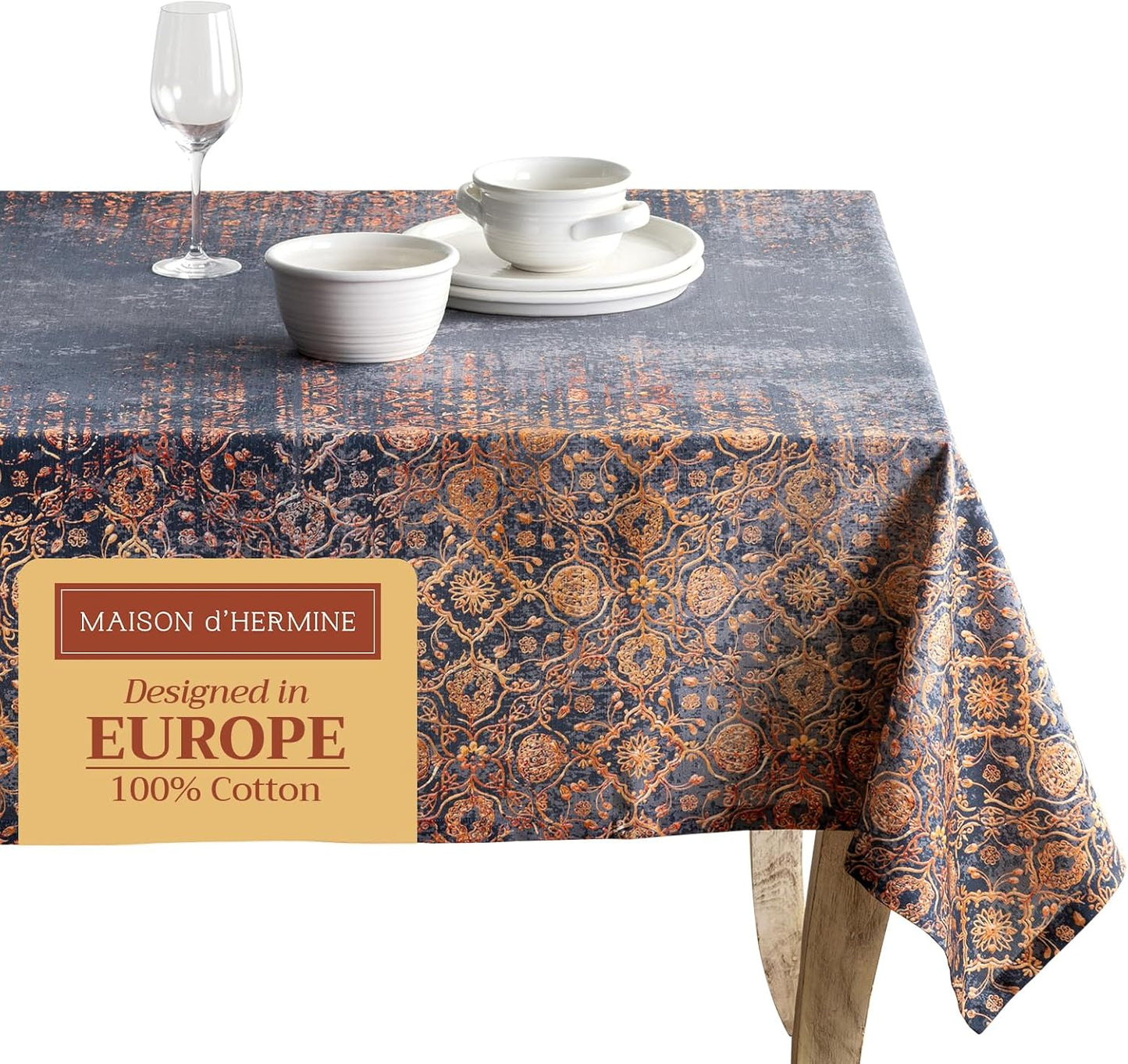 Table Cloth Square Table 100% Cotton 60 X 60 Inches Tablecloth Reusable Decorative Everyday Use for Dining Room, Farmhouse, Home, Party, Festive & Wedding - Amarante