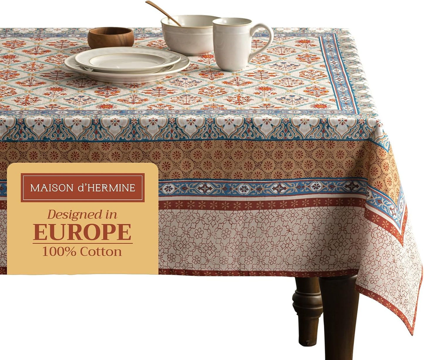 Table Cloth Square Table 100% Cotton 60 X 60 Inches Tablecloth Reusable Decorative Everyday Use for Dining Room, Farmhouse, Home, Party, Festive & Wedding - Amarante