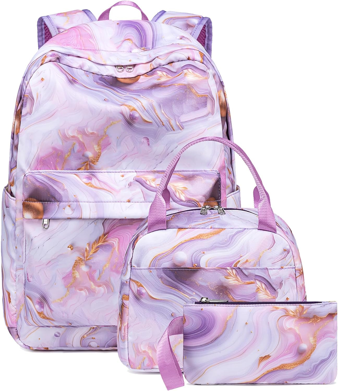Girls School Backpack Galaxy Schoolbag Laptop Bookbag Insulated Lunch Tote Bag Purse Teens Boys Kids