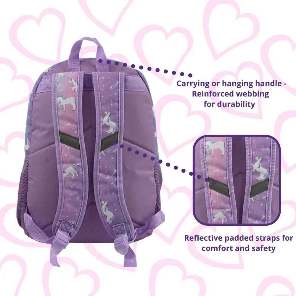 Unicorn Girls Backpack with Lunch Box and Water Bottle 6 Piece Set 16 Inch