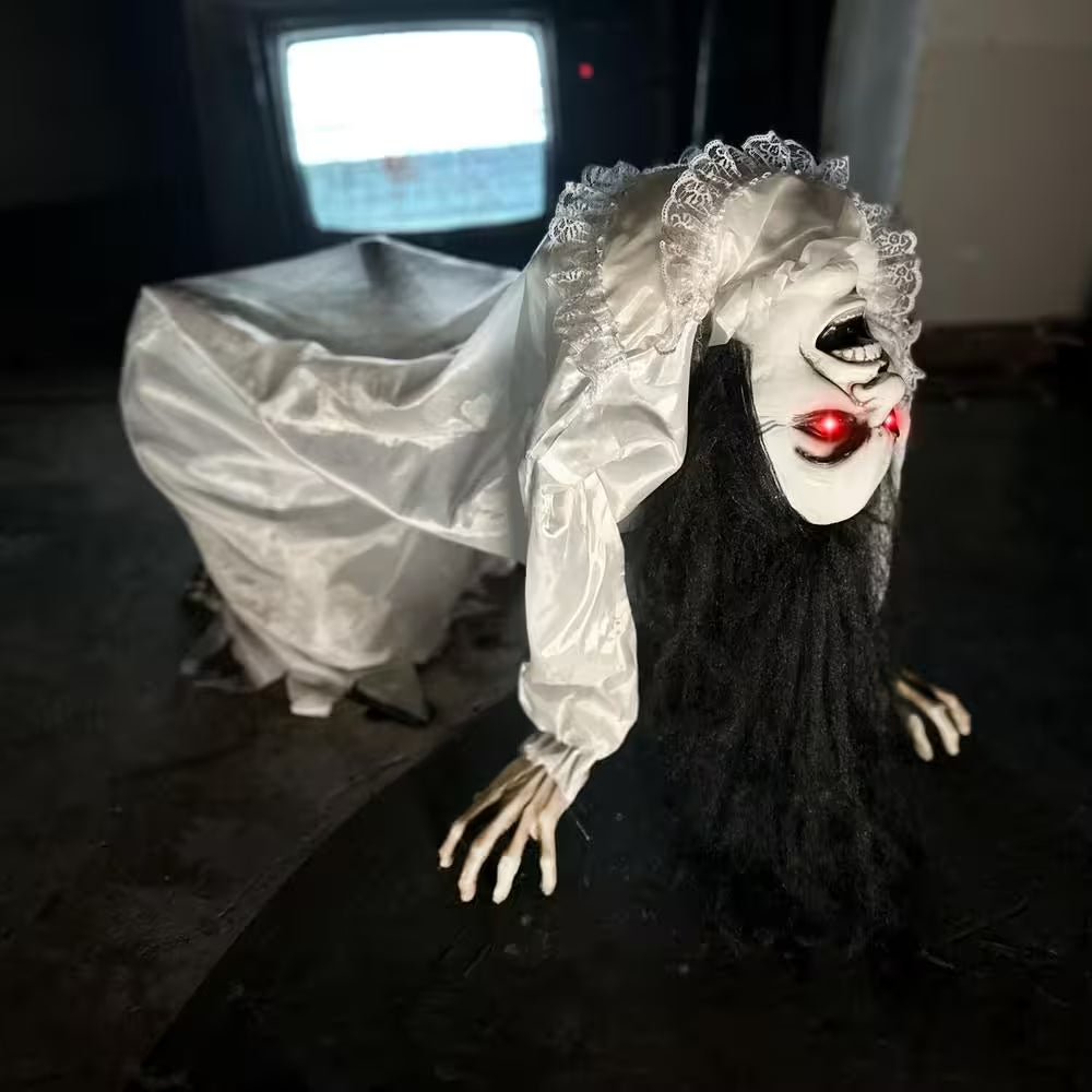 35 In. Lifesize Animatronic Possessed Woman with Lights and Sound, Indoor/Covered Outdoor Halloween Decoration