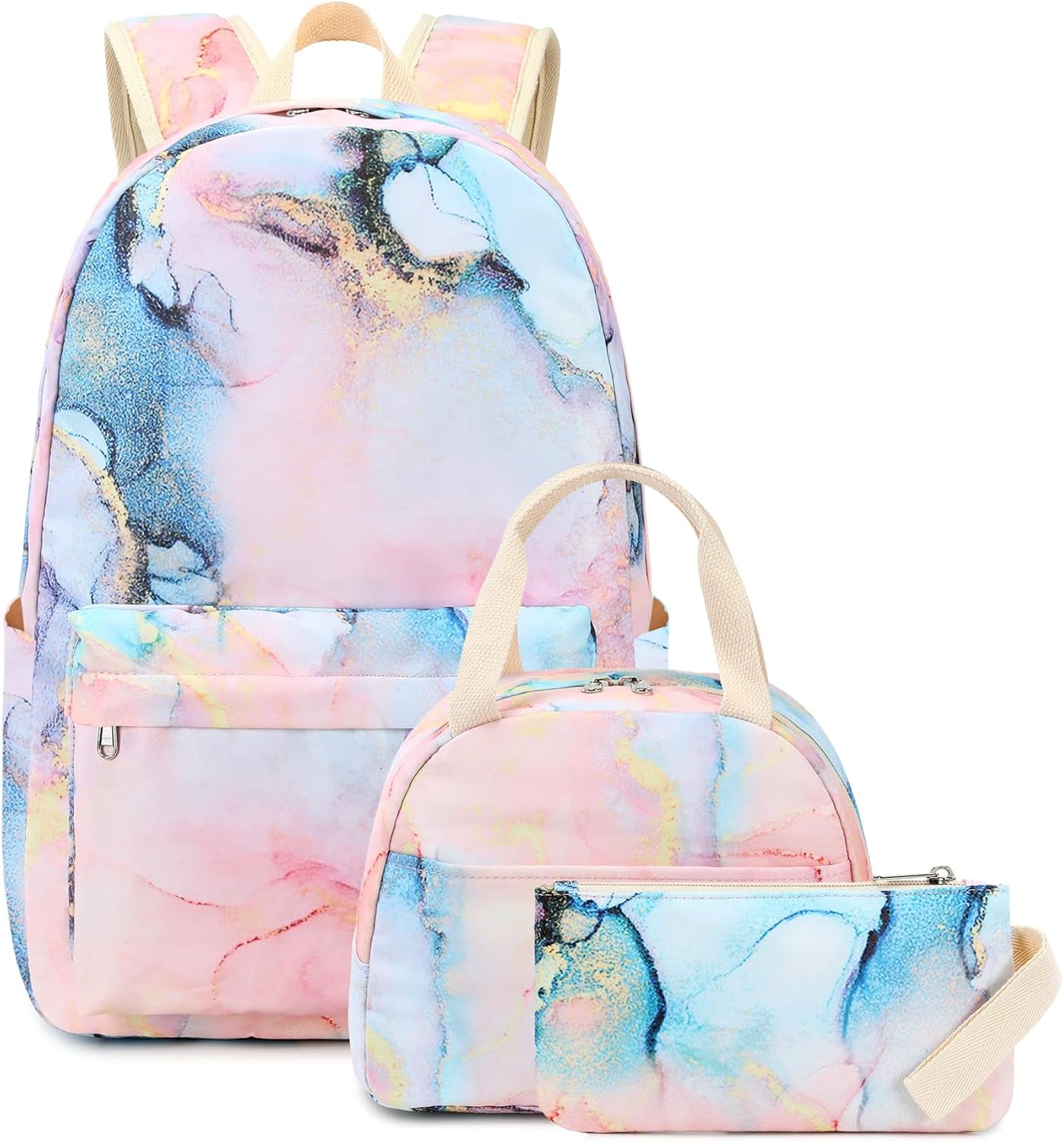 Girls School Backpack Galaxy Schoolbag Laptop Bookbag Insulated Lunch Tote Bag Purse Teens Boys Kids