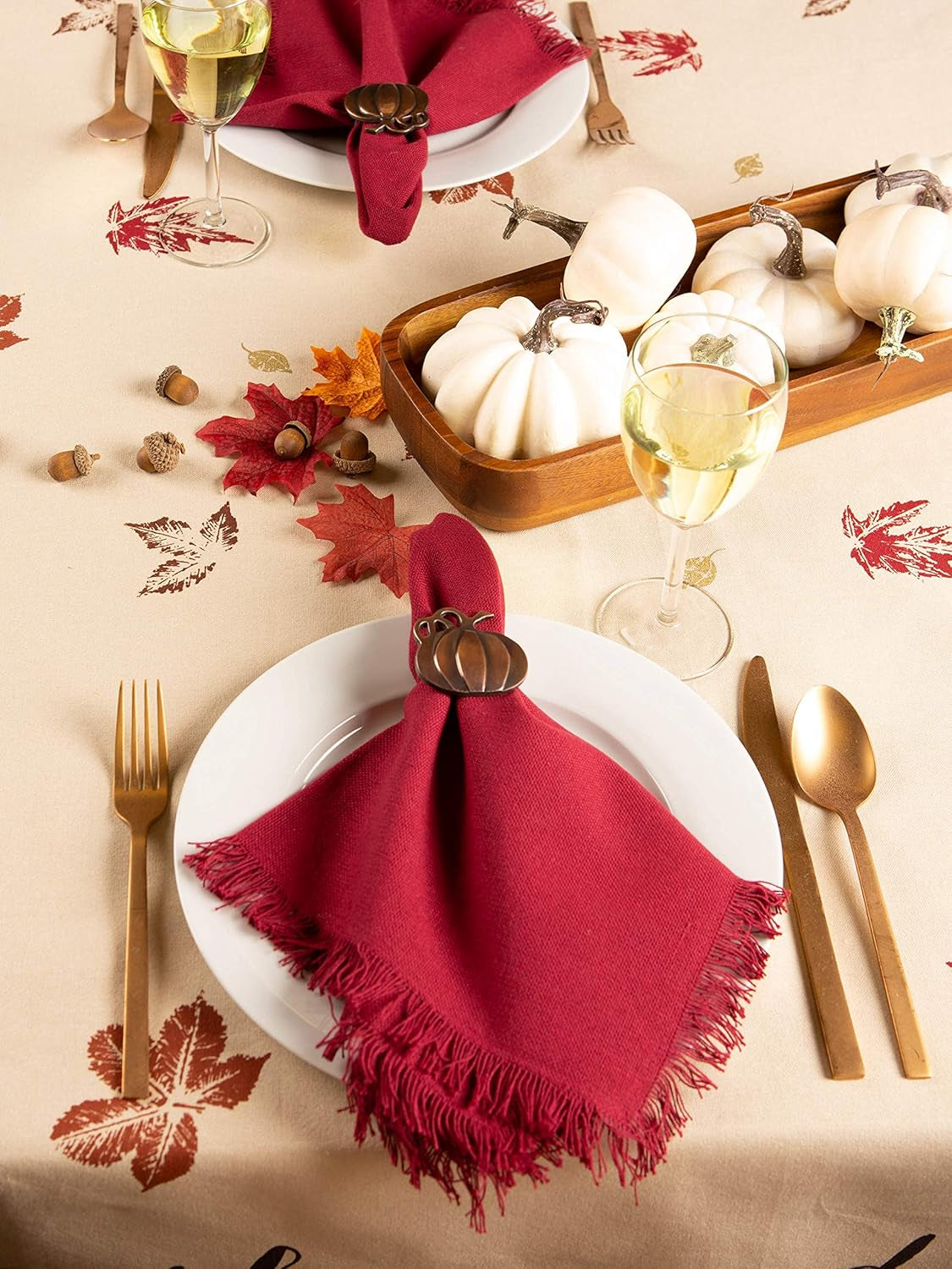 Rustic Autumn Leaves Kitchen Collection Thanksgiving & Fall Table Décor, Tablecloth, 60X104
