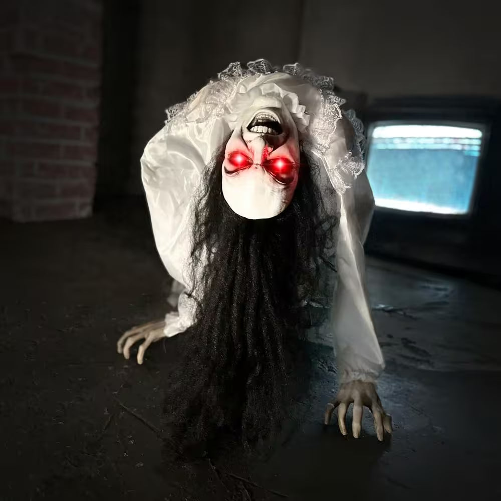 35 In. Lifesize Animatronic Possessed Woman with Lights and Sound, Indoor/Covered Outdoor Halloween Decoration