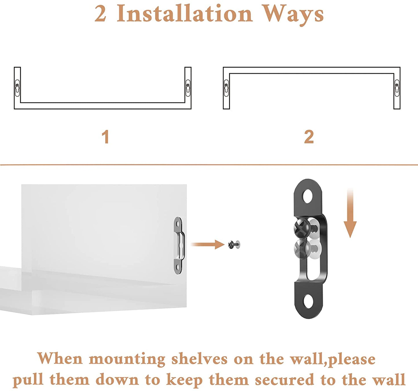 Floating Shelves Wall Mounted, Solid Wood Wall Shelves, White