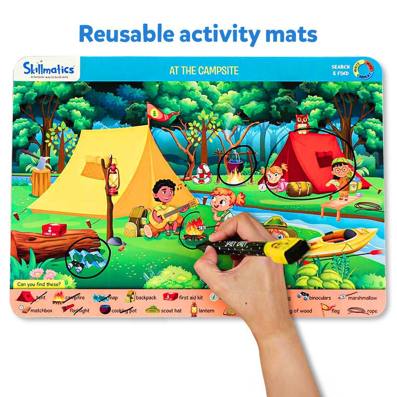 Skillmatics Write & Wipe Activity Mats – Reusable Educational Toys for Preschool & Kindergarten Kids Ages 3-6 | Includes Whiteboard Pens