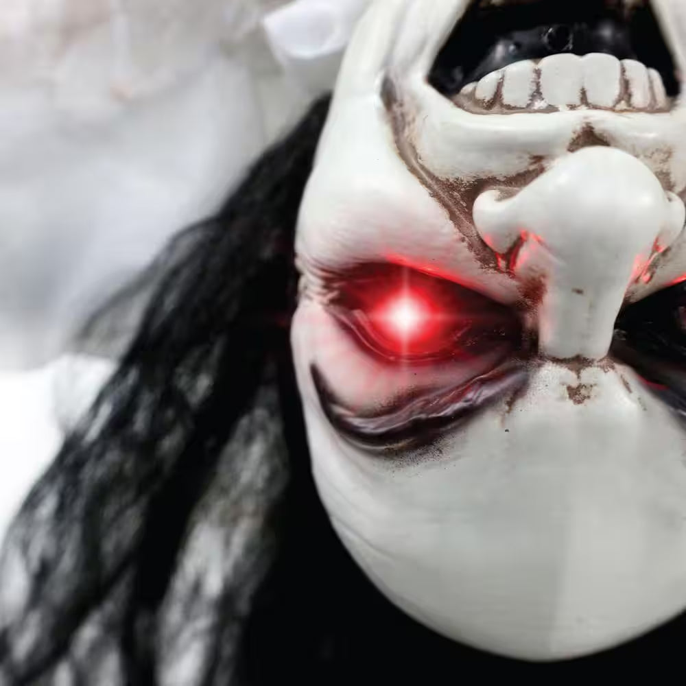 35 In. Lifesize Animatronic Possessed Woman with Lights and Sound, Indoor/Covered Outdoor Halloween Decoration