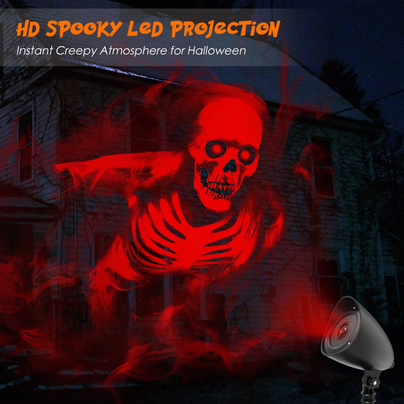 Halloween Projector Lights, 3D Dynamic Skull Ghost Projector Decorations Lights for Outdoor Indoor Halloween Decor