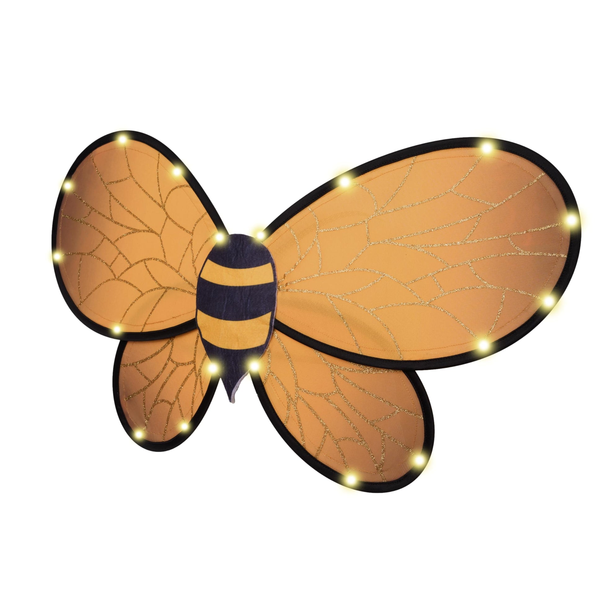 Yellow Bumble Bee Wings Costume Accessories, Light up Bee Wings and Bee Antenna Headband Set for Kids Girls, Halloween Animal Costume Cosplay Party Favors