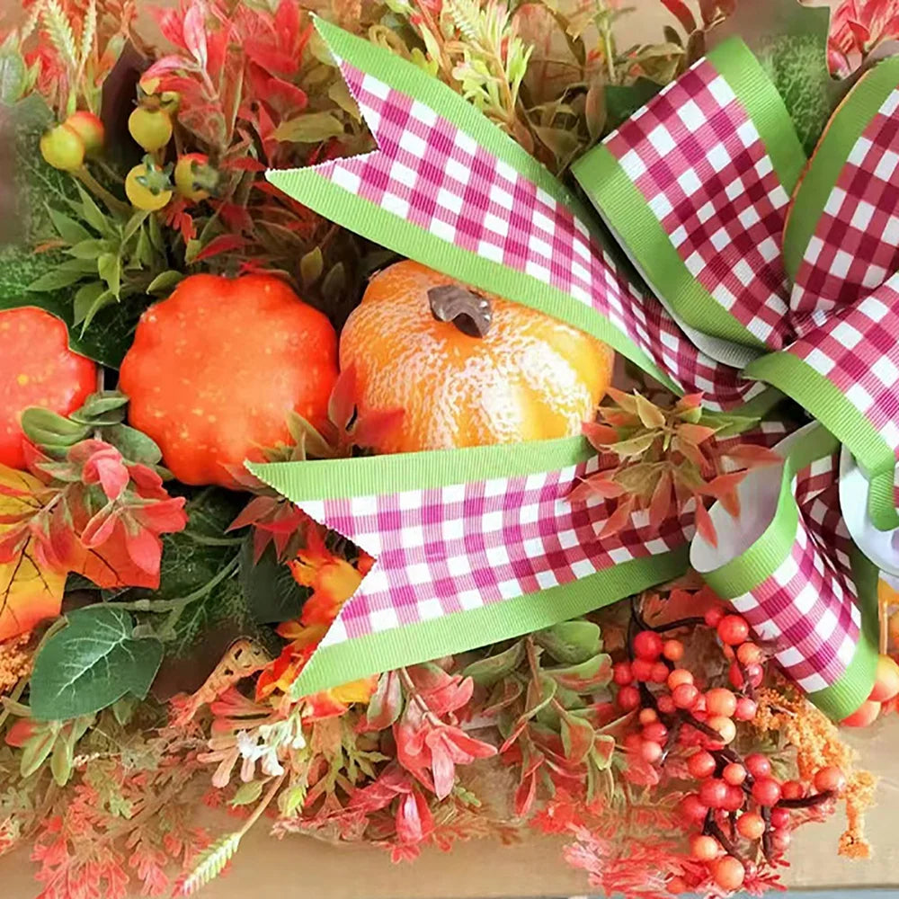Fall Harvest Teardrop Swag Thanksgiving Teardrop Wreath with Maple Leaves & Pumpkins Artificial Floral Swag for Home Wall Door Indoor Outdoor Wedding Home Party Halloween Decor 20Inch