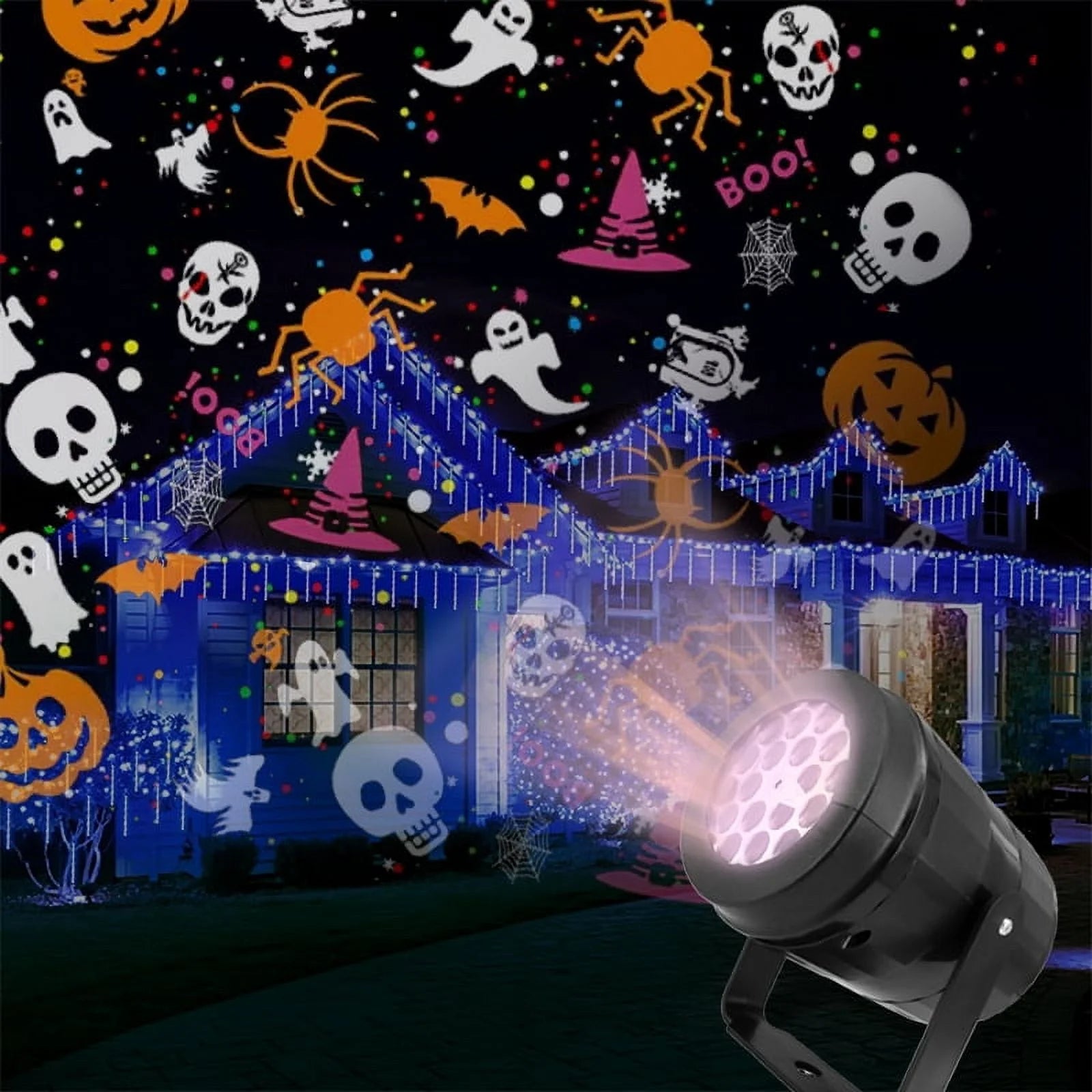 Halloween Projector Lights, 360° Rotation Laser Projector 16 Types Halloween Patterns Projector Lamp Indoor Outdoor Holiday Lights LED Light, Halloween Home Party Landscape Wall Decorations