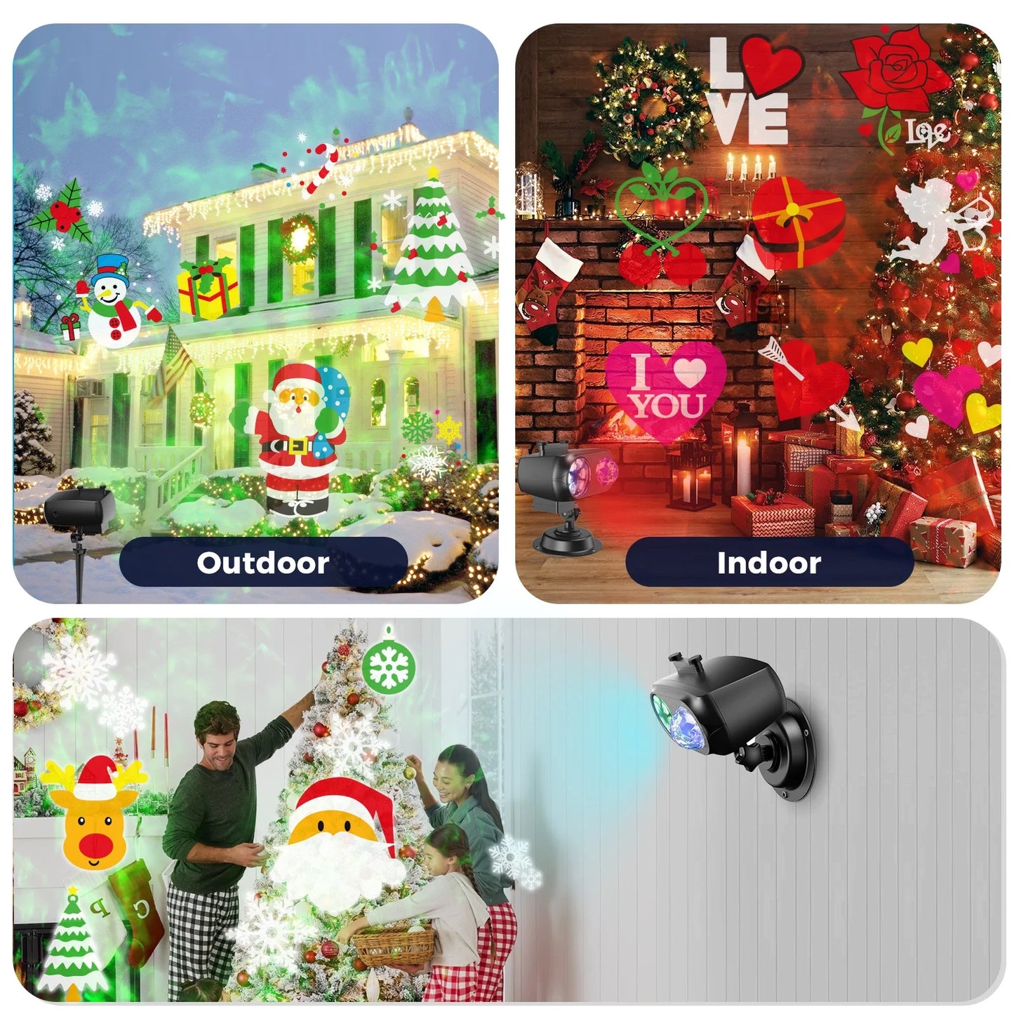 15W Brighter Halloween Decorations Projector Lights and Christmas Projector Outdoor 2025 Upgrade, 10 HD Slides (3D Ocean Wave & Patterns), 30 Holiday Projector Home Party Light Show