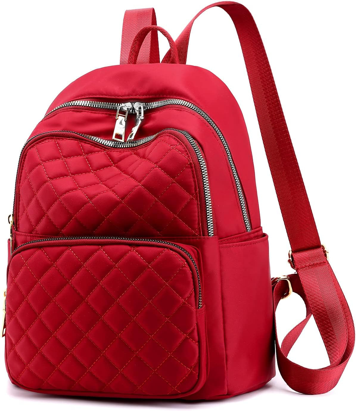 Mini Red Backpack Purse for Women Girls, Waterproof Lightweight Dual-Use Travel Daily Daypack
