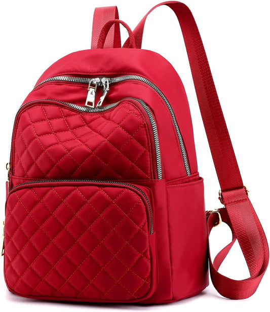 Mini Red Backpack Purse for Women Girls, Waterproof Lightweight Dual-Use Travel Daily Daypack