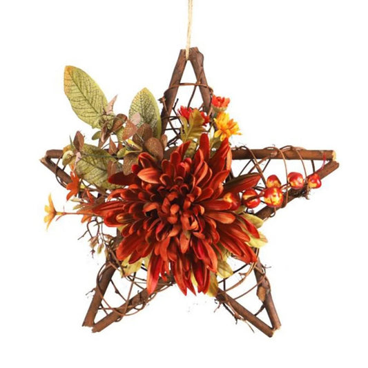 Artificial Autumn Fall Wreath, Harvest Thanksgiving Door Wreath for Front Door with Berry, Maple and Sunflower