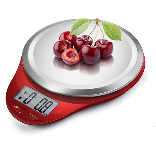 Food Scale,  Kitchen Scales Digital Weight Grams and Ounces Large Stainless Steel Platform for Baking Cooking Weight Loss, High Accuracy Bread Coffee Scale, 1G Increment Tare Function, Red