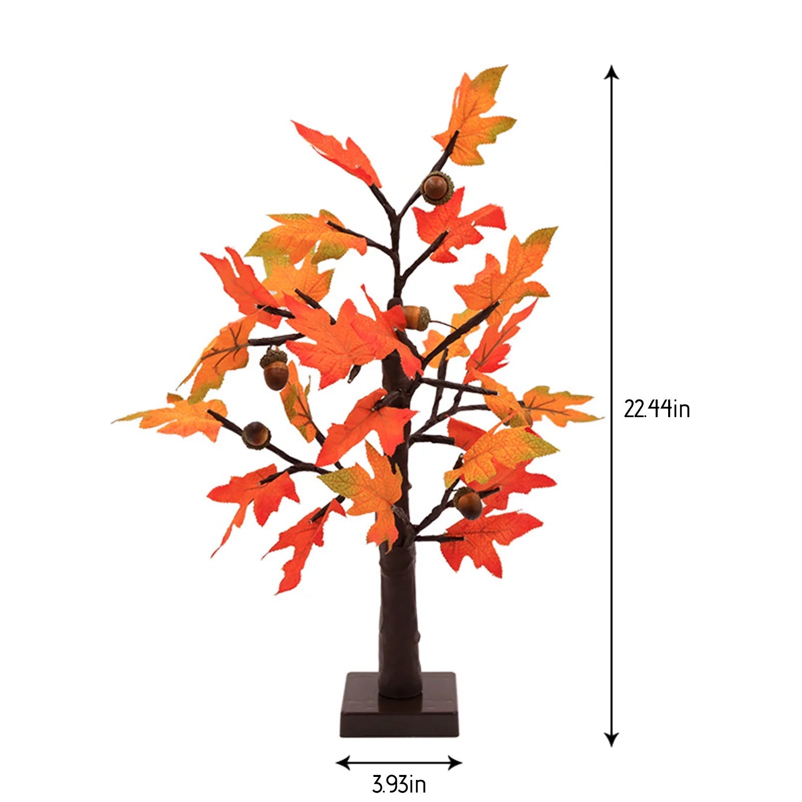 Fall Decorations for Home, 24 Lighted Fall Maple Leaves Tree with Warm White Leds Autumn Decor, Pumpkin Lampshade, Pine Cone, Acorn Ornaments Battery Powered Timer for Thanksgiving