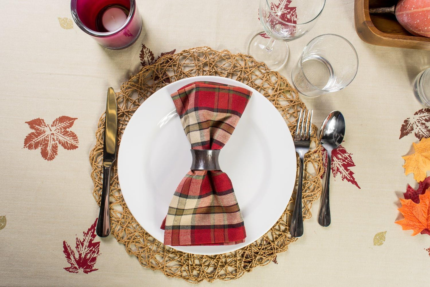 Rustic Autumn Leaves Kitchen Collection Thanksgiving & Fall Table Décor, Tablecloth, 60X104