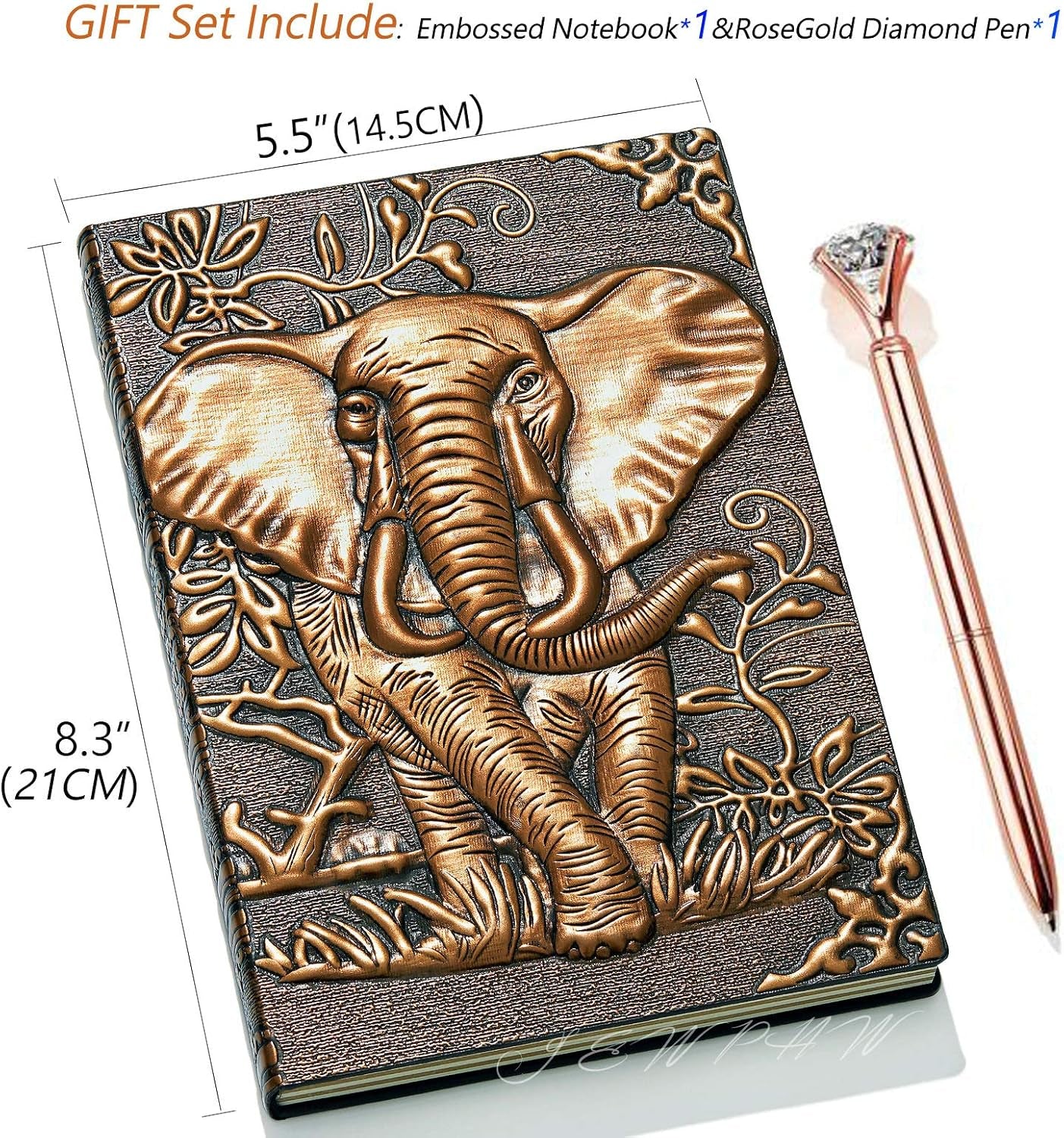 3D Elephant Vintage Leather Journal Writing Notebook with Pen Set,Antique Handmade Leather Daily Notepad Sketchbook,Travel Diary&Notebooks to Write In,Elephant Journal Gift for Men Women