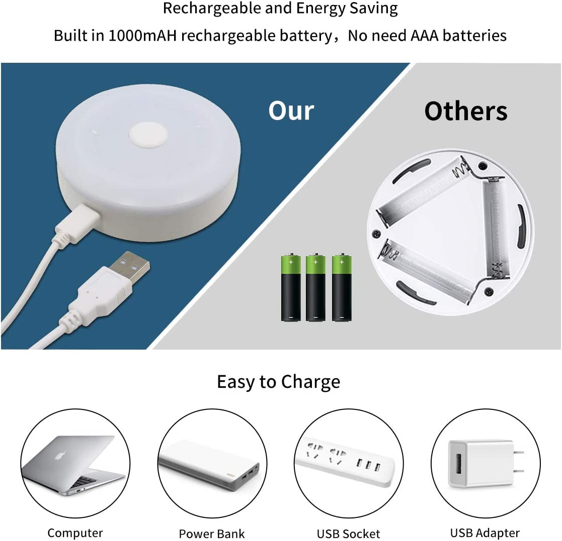 Puck Lights with Remote,Under Cabinet Led Lighting,Rgb Wireless Rechargeable Light for Closet,Display Case,3 Pack