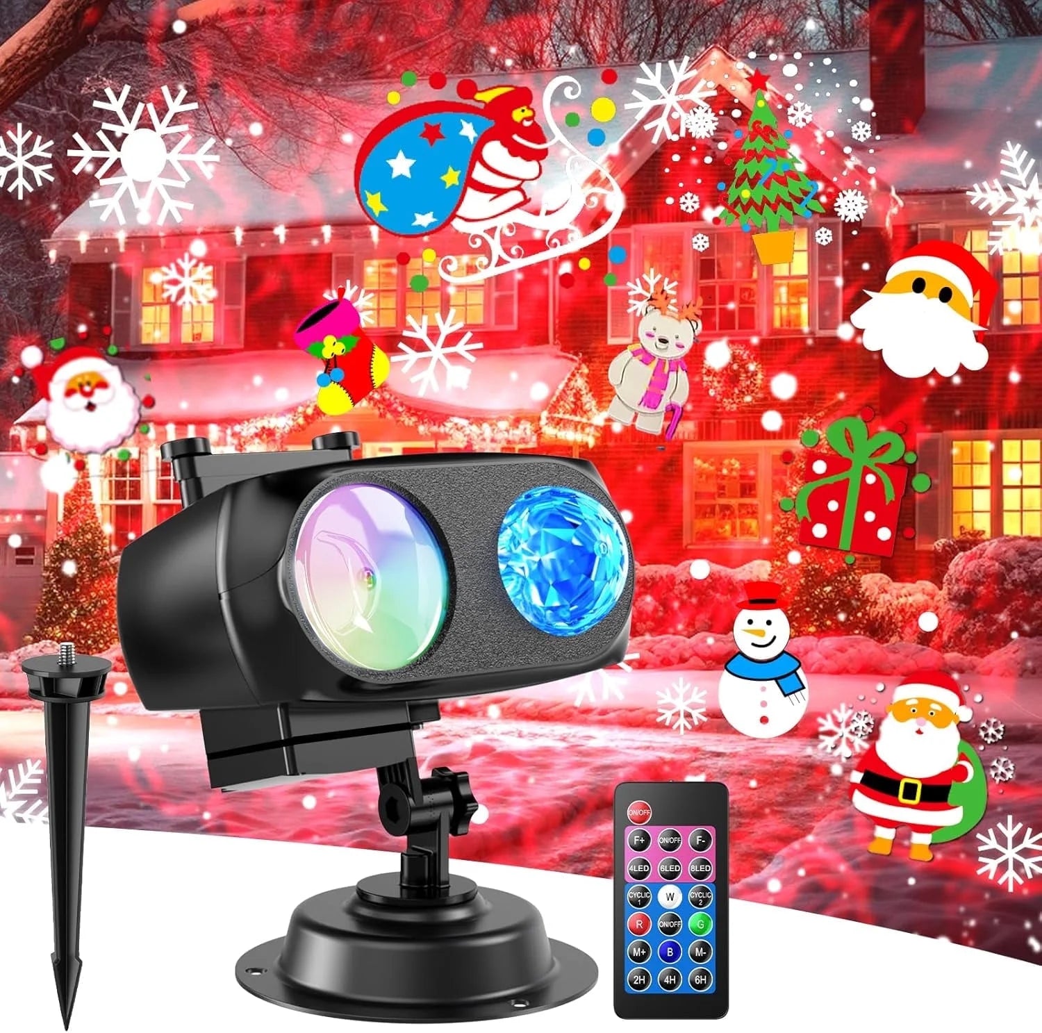 15W Brighter Halloween Decorations Projector Lights and Christmas Projector Outdoor 2025 Upgrade, 10 HD Slides (3D Ocean Wave & Patterns), 30 Holiday Projector Home Party Light Show