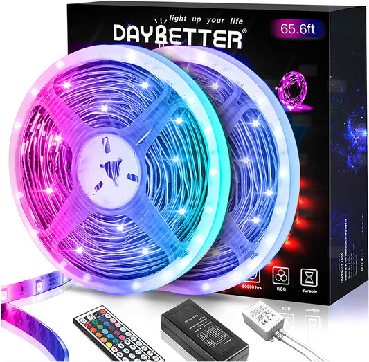 LED Lights 65.6Ft, 5050 RGB Led Strip Lights Flexible Color Changing Remote Control Led Light Strips, 2 Rolls of 32.8Ft Led Lights for Bedroom, Living Room, Party Home Decor