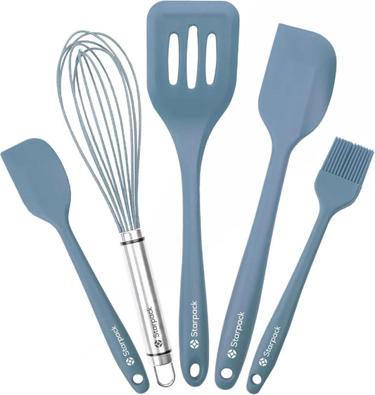 Starpack 'Flip & Whip' Premium Silicone Baking Utensils Set (5 Pcs) - Cooking Utensils with Heat Resistant to 600°F - Baking Utensils - Large & Small Spatulas, Whisk & Basting - Brush Baking Tool Set