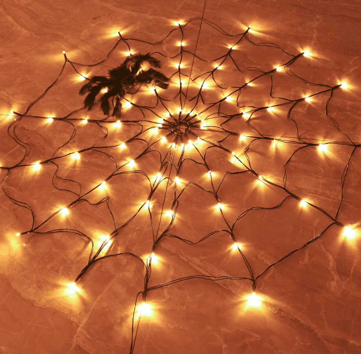 Spider Web Lights Halloween Decoration Lights LED Atmosphere Layout Halloween Decoration Props Usb Light Strings